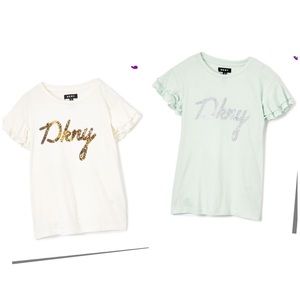 2 DKNY Ruffle-sleeve tee -Girls size XL 14/16